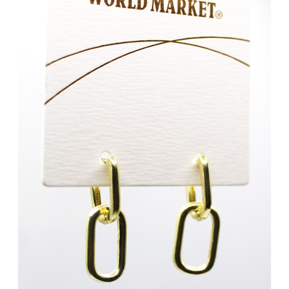 NWT Gold tone link hoop earrings - Picture 2 of 4